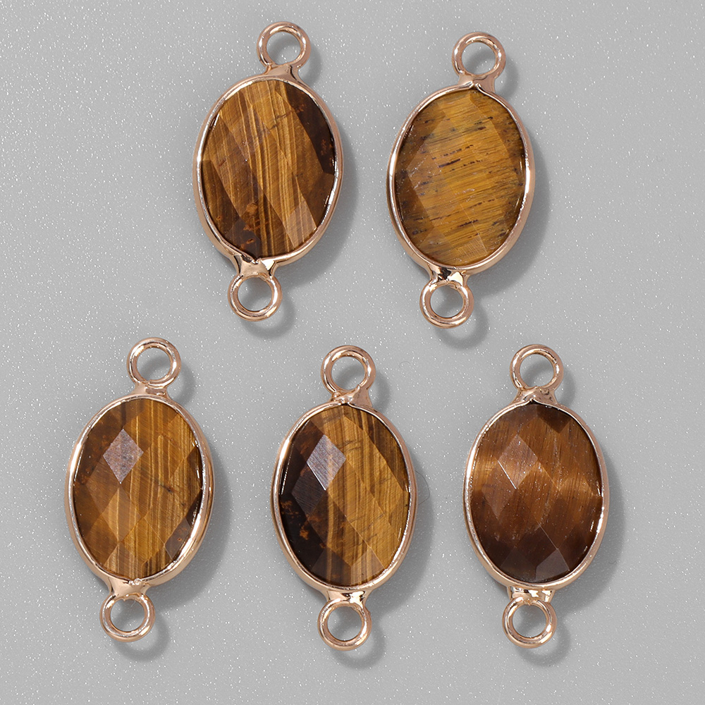 Crystal Pendant Necklace Natural Stone - 3 Stück facettierte Naturstein Anhänger Tigerauge