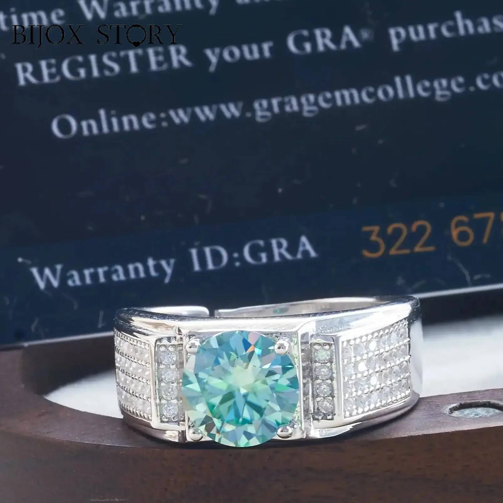 Moissanite Engagement Ring 1 Carat - 1 Karat natürliche blaue Farbe Moissan