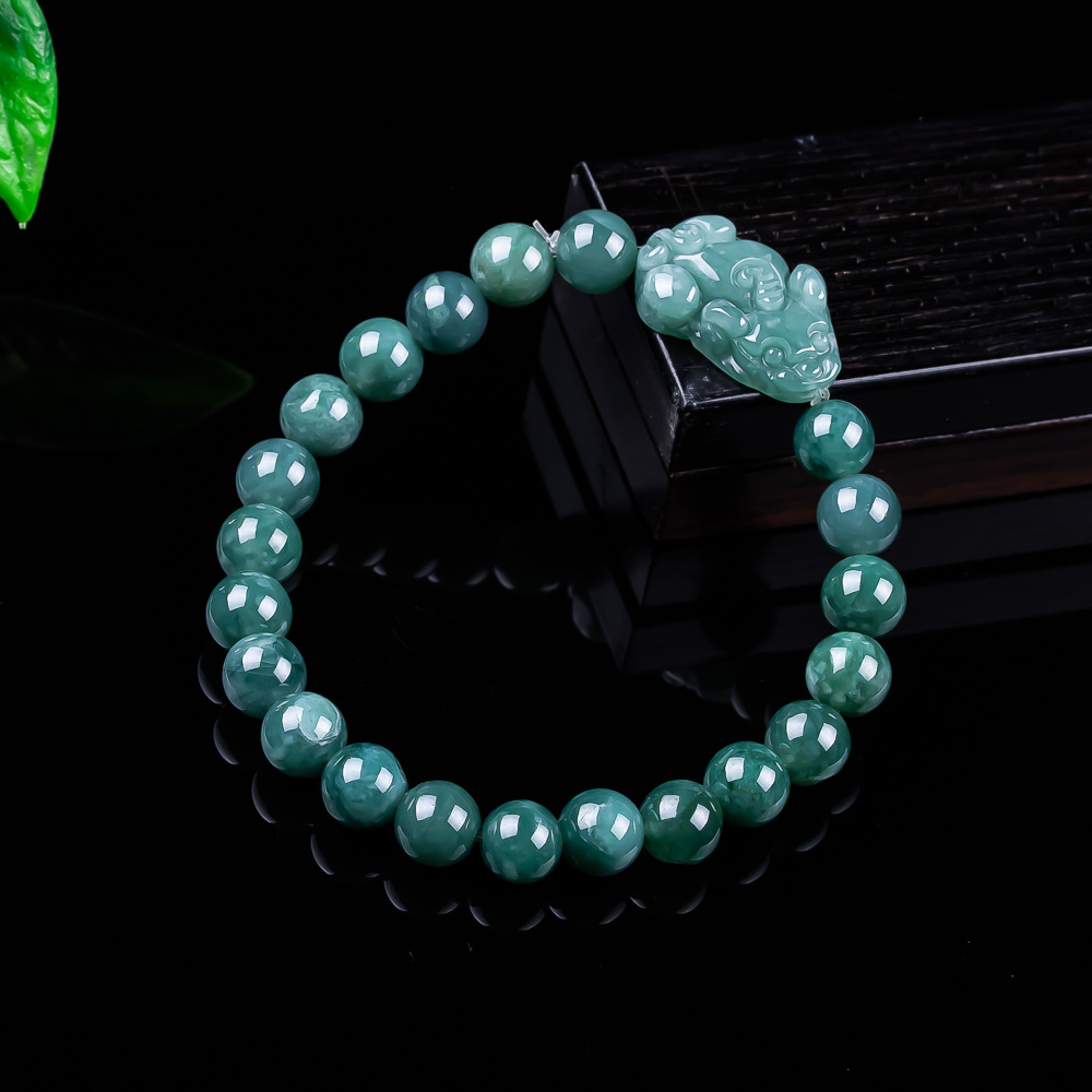 Bracelets - Natürliches burmesisches Jadeit-Pixiu-Armband, Vintage-Talismane, Charm-Geschenke für