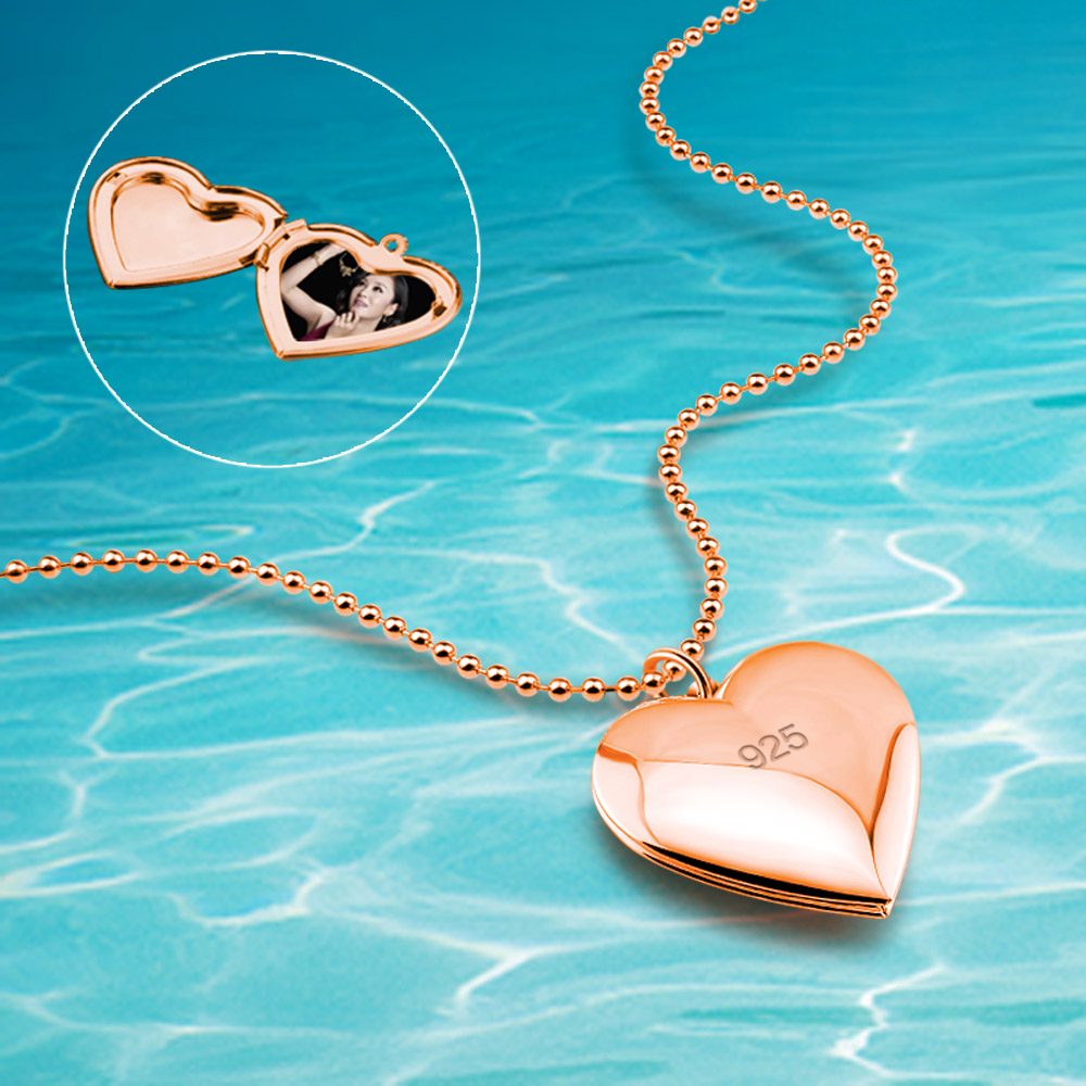 Heart Locket Necklace Photo - Ewige Liebe Herz Halsband 925 Sterling