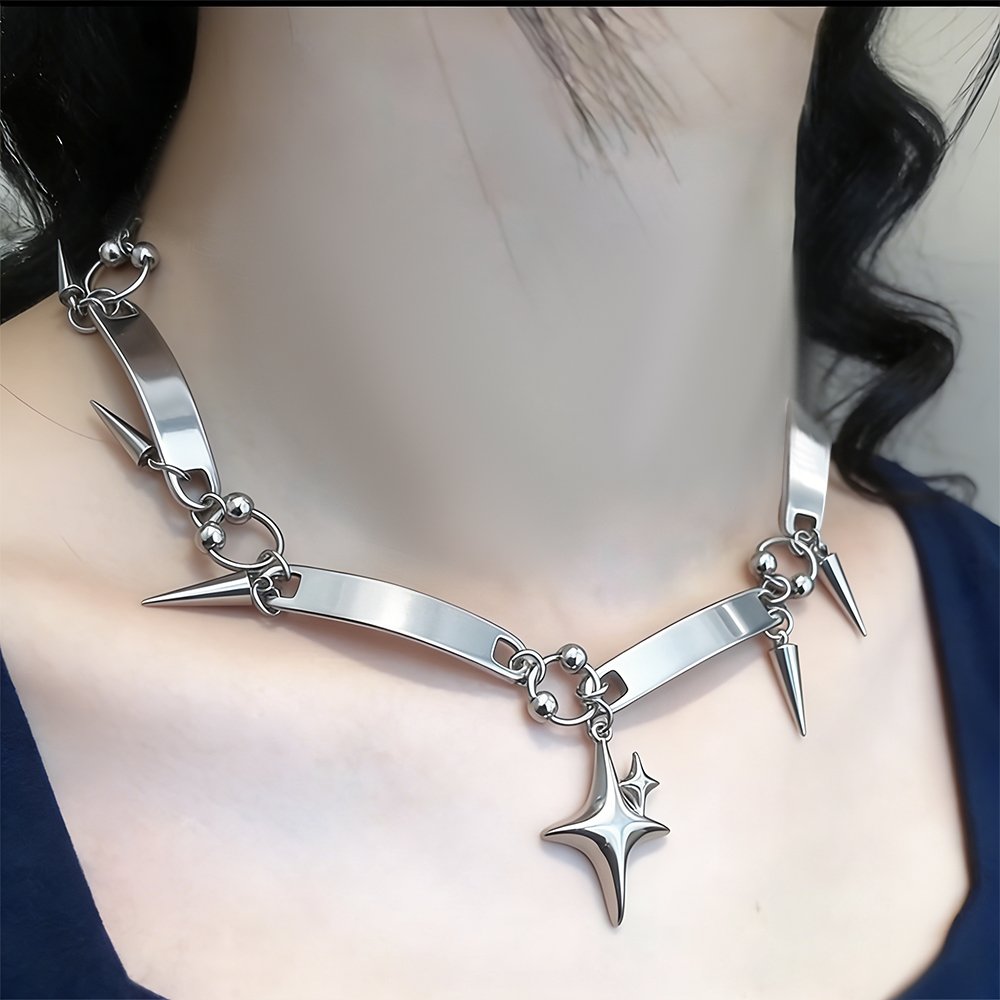 Goth Punk Spike Choker - Y2K Stern-Nieten-Choker im Gothic-Design mit Spikes
