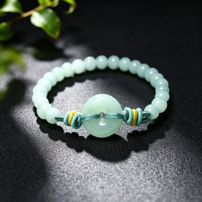 Bracelets - Natürliches Echtes Smaragd-Blaues Wasser-Friedensschnallen-Perlen-Armband Myanmar Jadeit