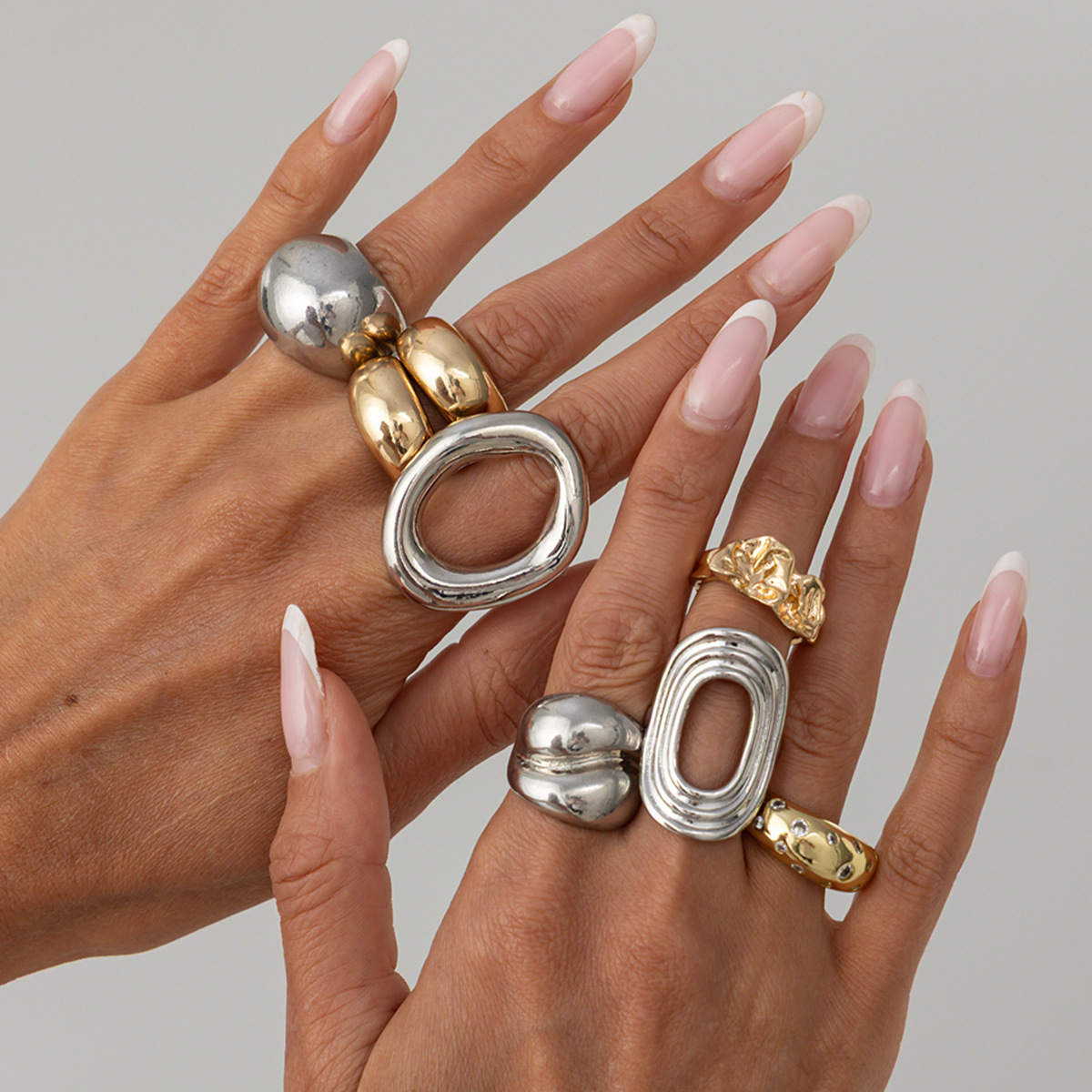 Vintage Punk Knuckle Rings Set - 8-teiliges Vintage Punk Ringset in Gold