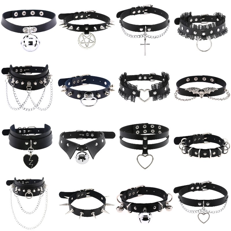 Goth Punk Spike Choker - Trendy Punk Spike Niet Leder Frauen