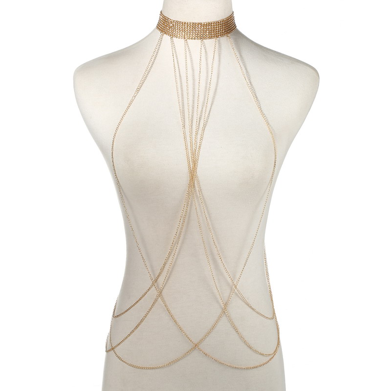 Body Jewelry - Gold Farbe Körper Kette Frauen Strass