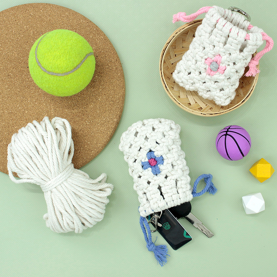 Rings - Boho Gänseblümchen Kopfhörer-Aufbewahrungstasche Makramee DIY-Set Polyester