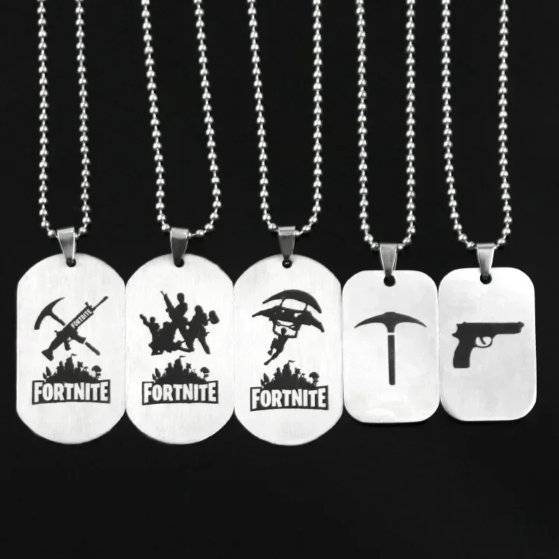Anime Pendant Necklace - Fortnite Anime Halskette aus Edelstahl, Anhänger-Halskette,