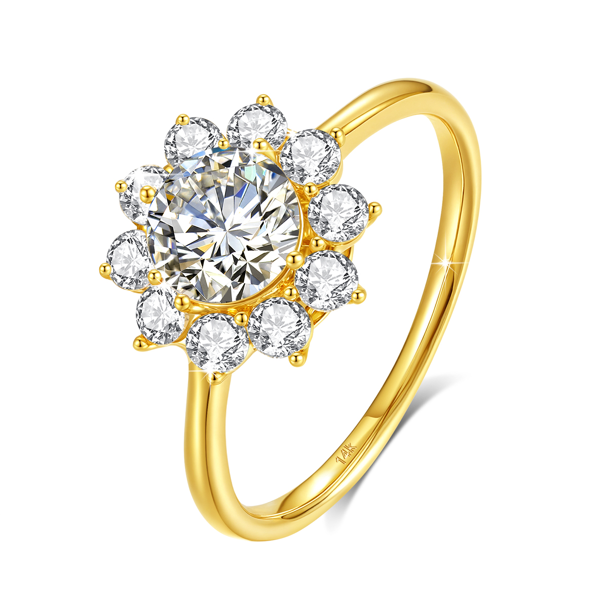 Moissanite Engagement Ring 1 Carat - Szjinao 100% Echtes 14k Gold Blumenring