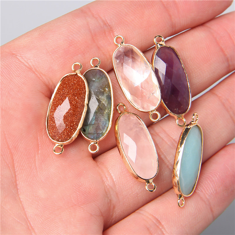 Crystal Pendant Necklace Natural Stone - 2 Stück 10 x 26 mm
