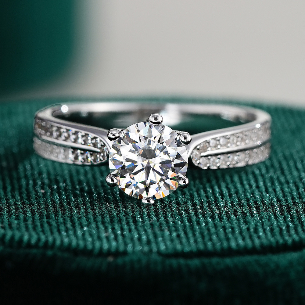 Moissanite Engagement Ring 1 Carat - 0,5/1/2/3 Karat klassischer Moissanit-Verlobungsring mit sechs