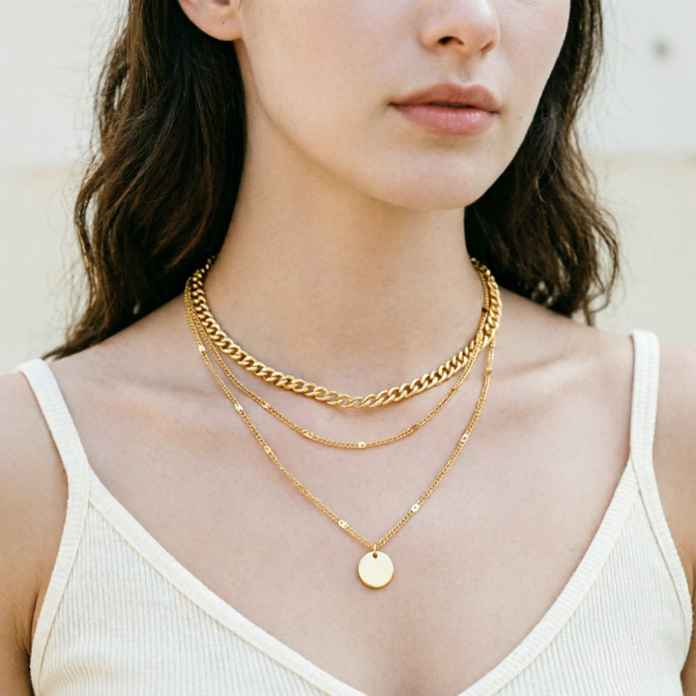 Layered Pendant Necklace Aesthetic - Ästhetische, modische, retro-vintage-Halsketten mit mehrlagigen Anhängern