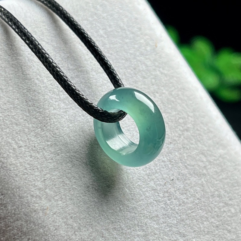Rings - Natürlicher Smaragd Blauwasser Glücksperlen-Ring Anhänger Myanmar