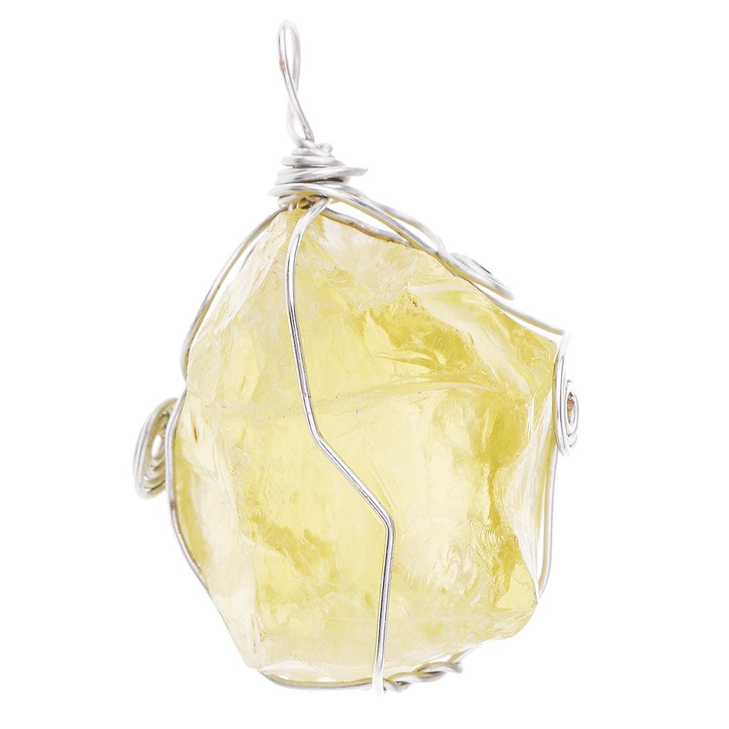Crystal Pendant Necklace Natural Stone - Citrin-Anhänger, natürliche gelbe Kristall-Halskette, Perlen, Stein,