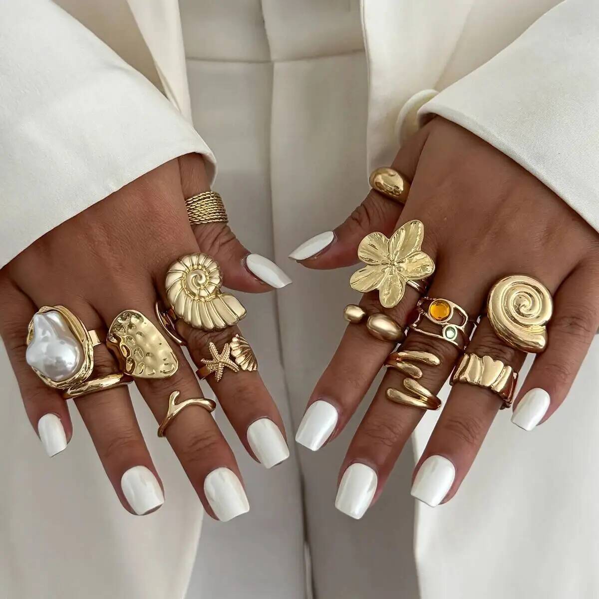 Vintage Punk Knuckle Rings Set - IngeSight.Z 14 Teile/satz Hip Hop Kreative
