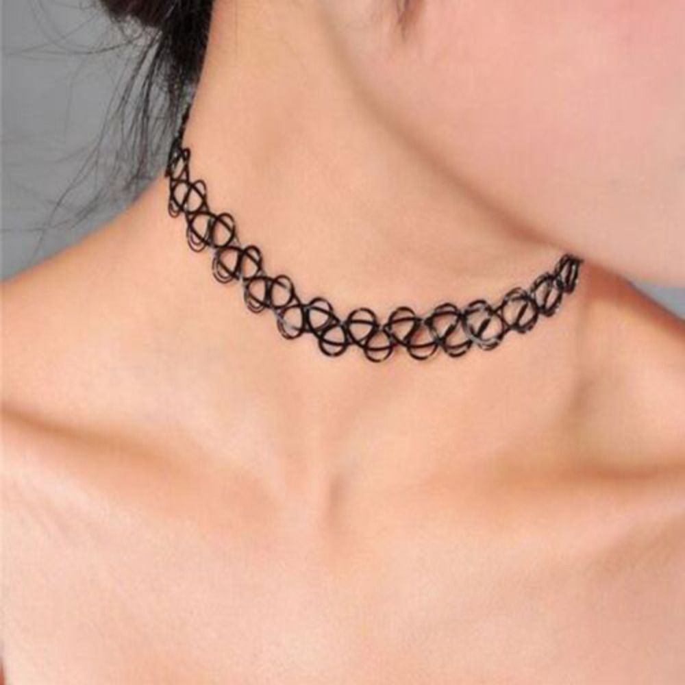Pearl Choker Necklace Vintage - Mehrfarbig geflochtene Fisch faden Halskette Tattoo