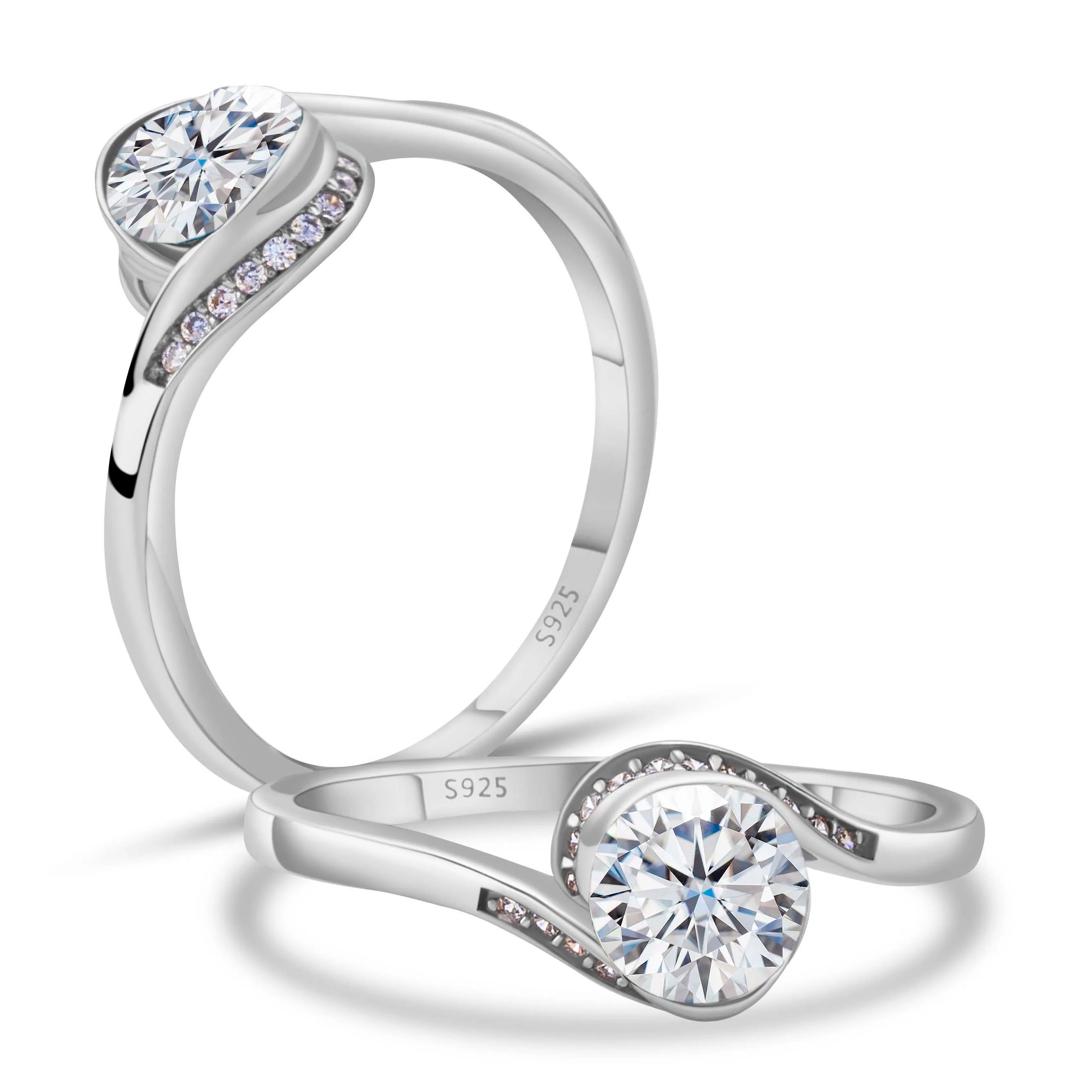 Moissanite Engagement Ring 1 Carat - Verlobungsring für Damen mit Moissanit-Diamant, Luxuriöser