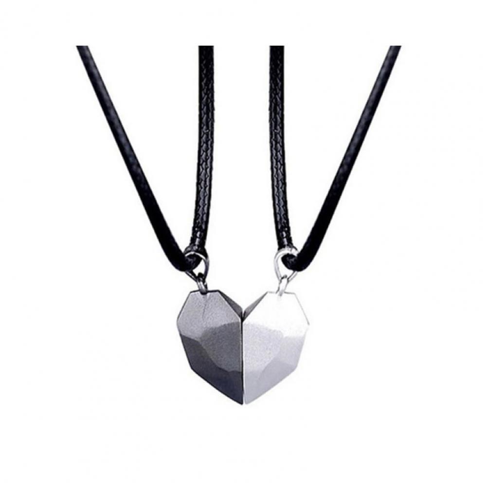 Magnetic Couple Matching Necklaces - Herzanhänger-Halskette Paar-Set, elektroplattierte Legierung, magnetischer Herzanhänger,