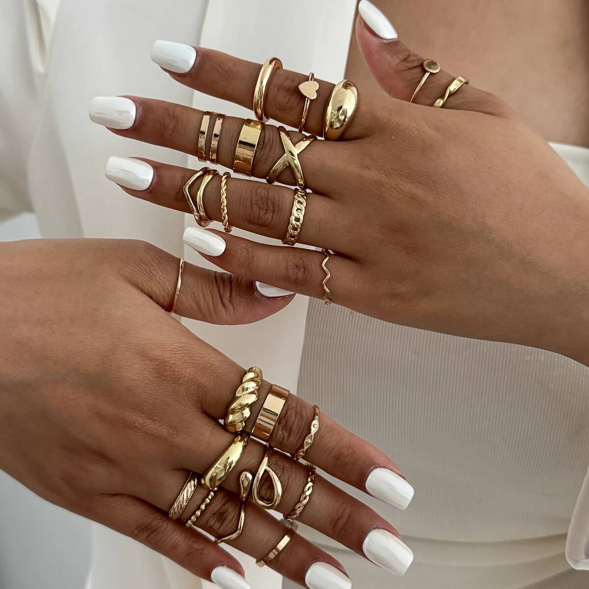 Vintage Punk Knuckle Rings Set - SHIXIN 24 Teile/satz Trendy Unregelmäßige Geometrie
