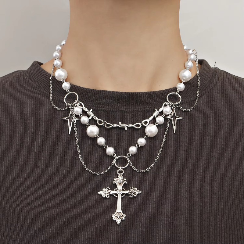 Punk Kreuze Anhänger Halskette – Pearl Choker Necklace Vintage Bewertung und Preis
