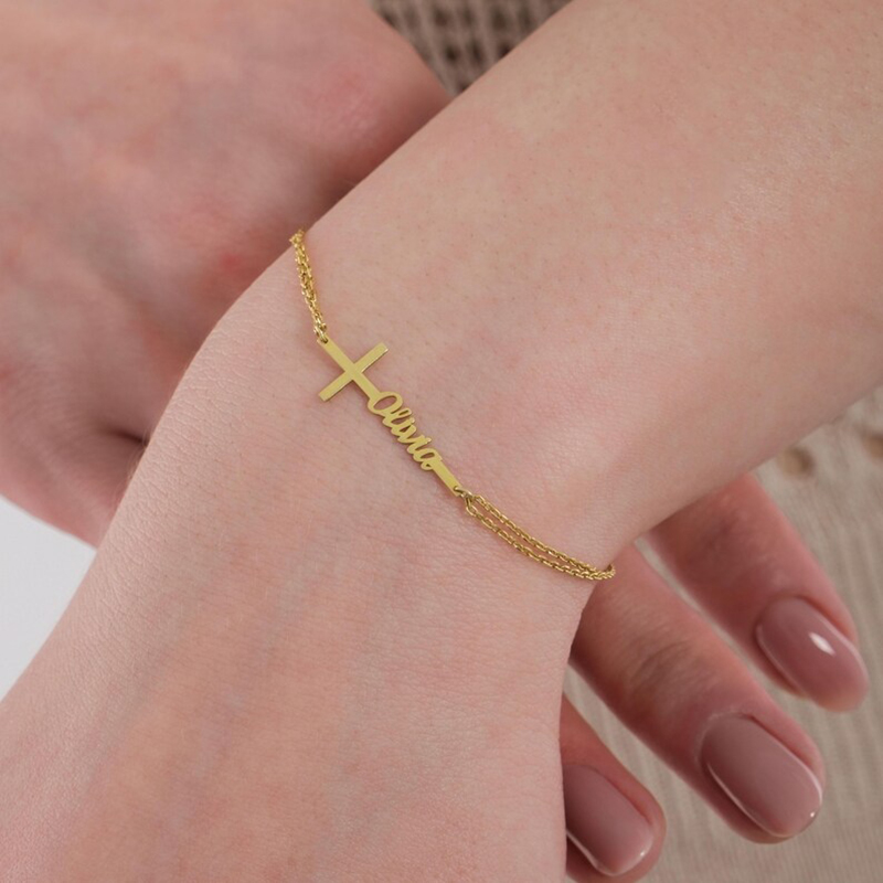 Personalisiertes Taufnamen-Arm – Cross Pendant Necklace Gold Bewertung und Preis