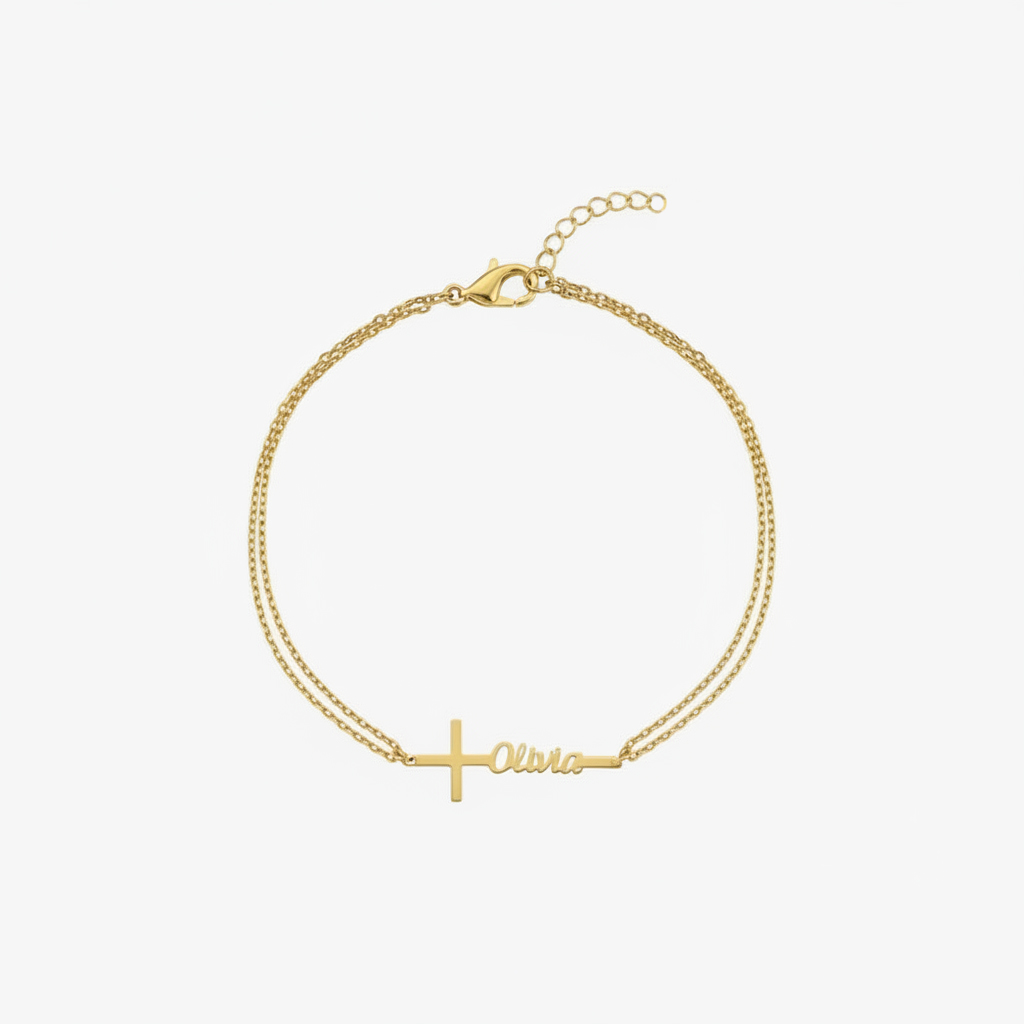Personalisiertes Taufnamen-Arm – Cross Pendant Necklace Gold Bewertung und Preis