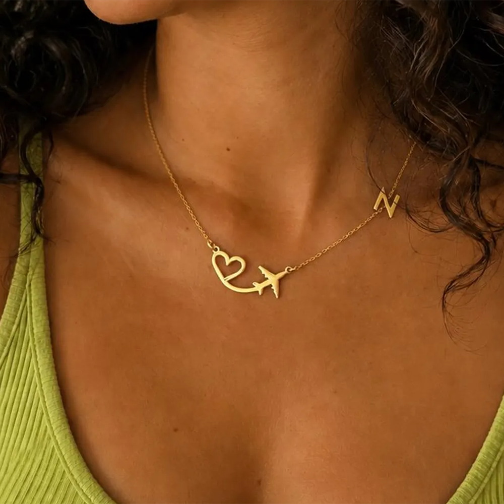 Personalisierte Herz-Flugzeug- – Custom Name Necklace Stainless Steel Bewertung und Preis