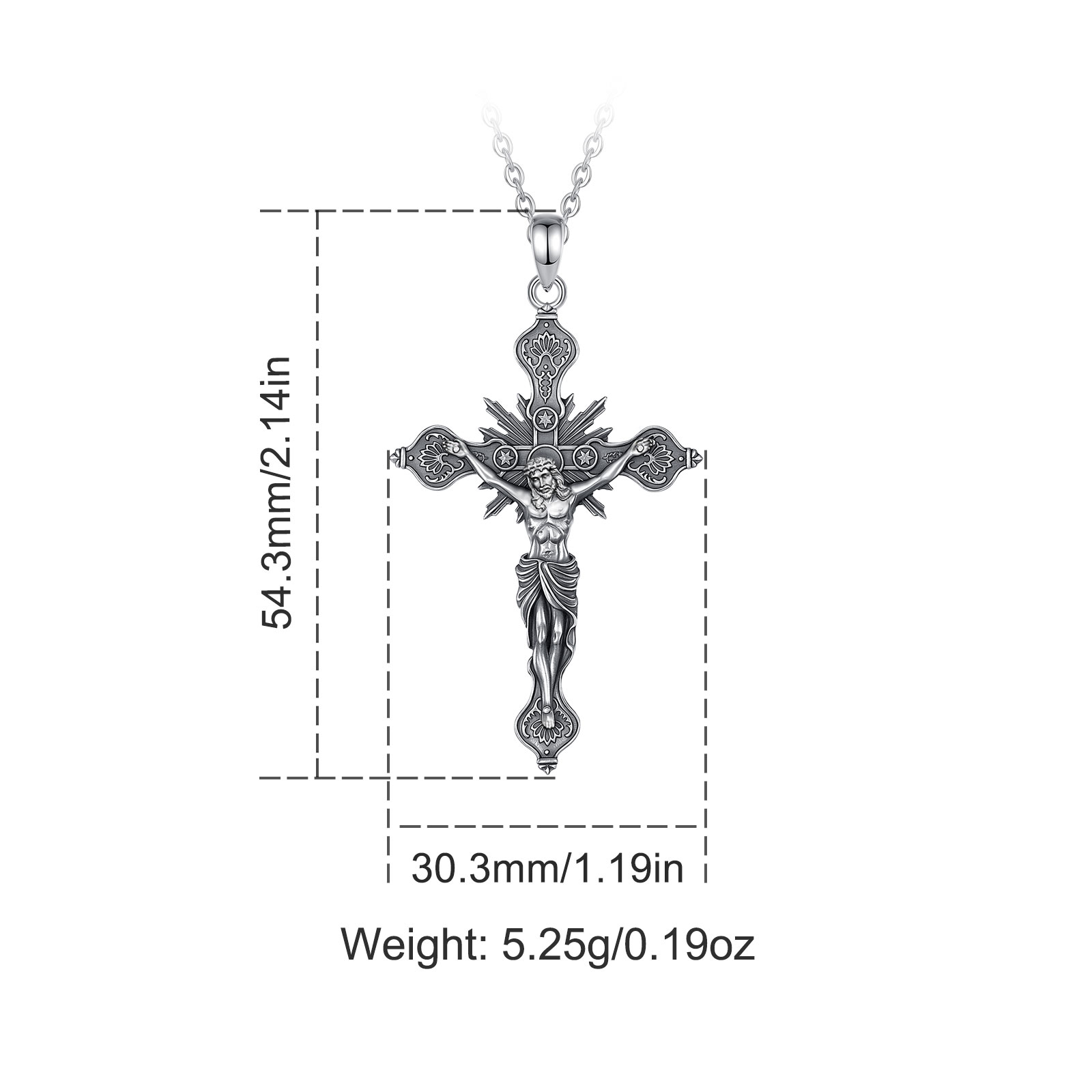 Eudora Neue Kruzifix-Kreuz-Hal – 925 Sterling Silver Chain Necklace Men Bewertung und Preis