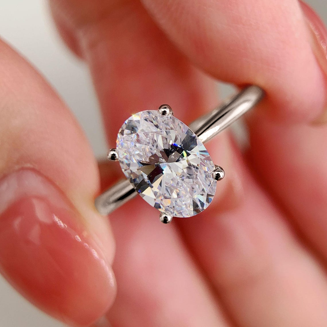 1/2/3 Karat oval geschliffene  – Moissanite Engagement Ring 1 Carat Bewertung und Preis