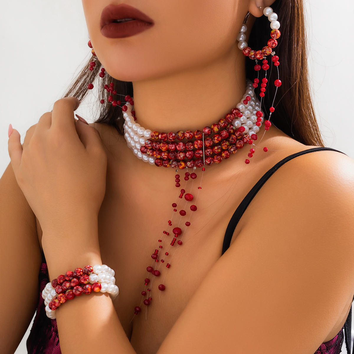 Mehr schicht ige Vintage rote  – Pearl Choker Necklace Vintage Bewertung und Preis