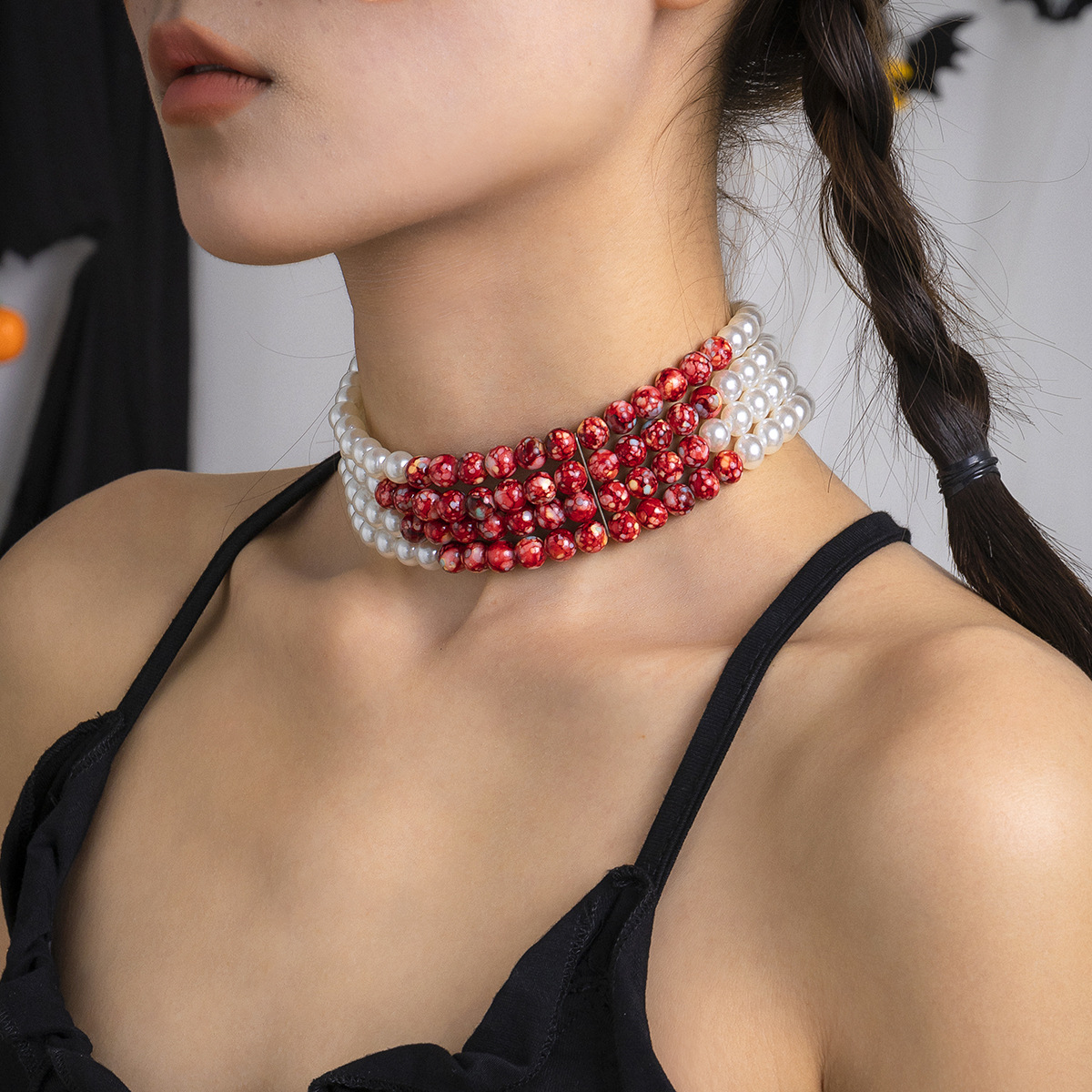 Mehr schicht ige Vintage rote  – Pearl Choker Necklace Vintage Bewertung und Preis