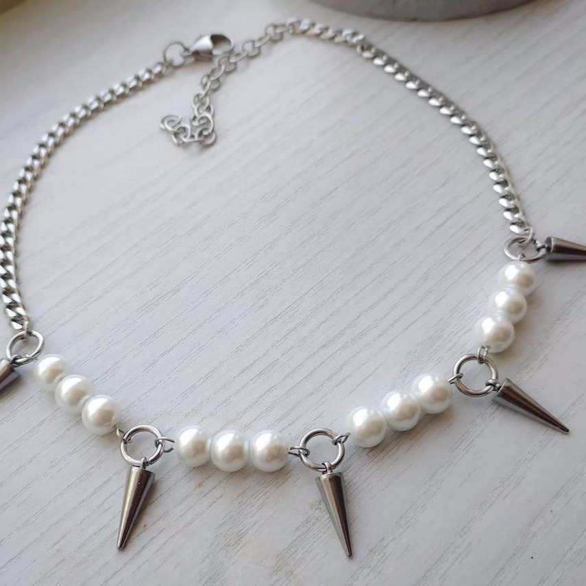 Egirl Perle Spike Halskette DI – Goth Punk Spike Choker Bewertung und Preis