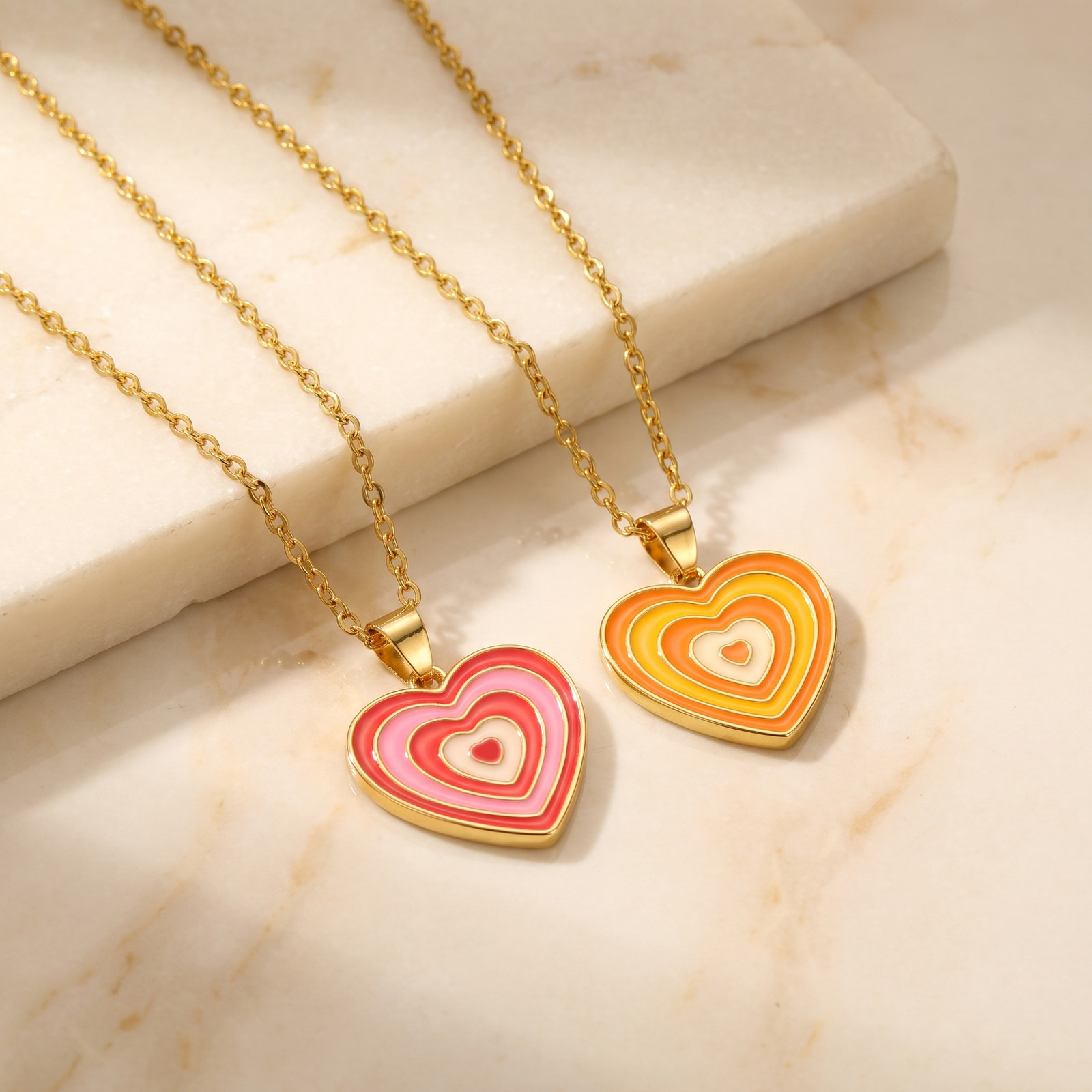 Y2K-Stil Mehrlagige Emaille-He – Layered Pendant Necklace Aesthetic Bewertung und Preis